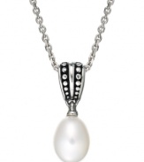 Timeless elegance. From its Pallini collection, Honora offers this sterling silver necklace featuring a cultured freshwater pearl (9-10 mm) pendant for a glamorous look. Approximate length: 19 inches. Approximate drop: 1 inch.