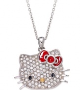 Get some face time with Hello Kitty. This sterling silver necklace is centered by a pendant adorned with sparkling pave crystals for a stylish touch. Approximate length: 18 inches. Approximate drop: 3/4 inch.