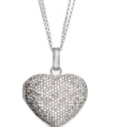 Make a heartfelt statement. This sterling silver-plated locket pendant from Victoria Townsend dazzles with round-cut diamonds (1 ct. t.w.). Approximate length: 18 inches. Approximate drop: 1-1/4 inches.