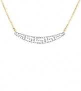 It's Greek-and glamorous-to you! This 14k gold necklace is centered by a Greek-inspired design made of glistening diamond accents for an elegant touch. Approximate length: 17 inches. Approximate drop: 1/4 inch.