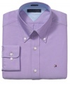 Freshen up. In a revived color palette, this Tommy Hilfiger shirt brings your work wardrobe back to life.