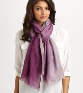 A subdued lace print and ombré design adorns a luxe silk and cashmere wrap.50% cashmere/50% silk80 X 36Dry cleanImported