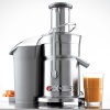 This supersleek juicer quickly extracts every bit of flavor and nutrient from the whole fruits and vegetables you simply drop through the extrawide feed tube. With all processes contained within the appealing brushed stainless steel housing, there's no mess, and the removable parts are top-rack dishwasher safe. Manufacturer's limited 3-year motor warranty and limited 1-year full warranty.