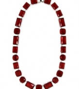 Paint the town red with this statement necklace from Nine West. Crafted from silver-tone mixed metal, the necklace features shapely stones for a stylish touch. Approximate length: 16 inches.