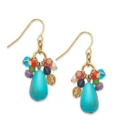 Embellish your style! These colorful drop earrings from Lauren Ralph Lauren flaunt shimmering accents in a bevy of colors. Crafted in 14k gold-plated mixed metal. Approximate drop: 1-1/8 inches.