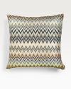 A stunning touch for any room, any home, any time in an intricate array of silk-tinged metallic chevrons. Zip closure16 squarePolyester insert45% polyester/42% acetate/13% silkDry cleanMade in Italy