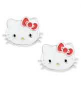 Cute and cool. Hello Kitty's sterling silver stud earrings provide a fun bit of fashionable flair for any casual occasion. Approximate diameter: 1/4 inch.