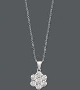 Add a touch of sparkle to every look with this versatile style. Arabella's subtle pendant provides maximum shine with round-cut Swarovski zirconias (1-3/8 ct. t.w.). Setting and chain crafted in 14k white gold. Approximate length: 18 inches. Approximate drop: 1/2 inch.