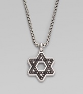 Black diamonds trace the familiar angles of the Star of David, cast in polished sterling silver on a box-chain necklace. From the Black Diamond Collection Sterling silver Black diamonds, 1.14 tcw Chain length, about 22 Lobster clasp Imported 