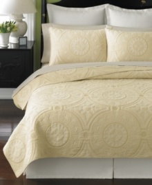 A beautifully crafted ornamental design adds a luxurious feature to your sleep space with this Cornice European sham from Martha Stewart Collection.