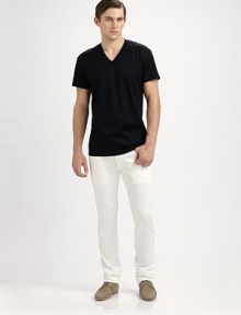 Nothing signals warmer weather better than white jeans; these are cut with slim, modern legs from a denim fabric that's lighter and easier-wearing than most. Five-pocket styleInseam, about 3897% cotton/3% polyurethaneMachine washImported