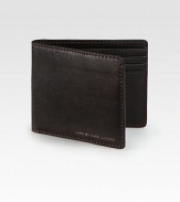 Rich textured leather in a classic folded style.One bill compartmentSix credit card slotsLeather4½W X 3½HImported