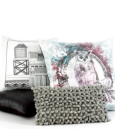 Unique texture renders an ultra-modern feel in this Amore decorative pillow for a chic addition to any Bar III bed.