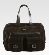 Handsomely designed to carry all of your essentials in style with endless versatility, this roomy weekender is rendered in a split suede with embossed corduroy print and a signature logo detail.Zip closureDouble top handlesExterior zip, flap pocketsInterior zip pocketLogo cotton liningSuede18W x 12H x 7DImported