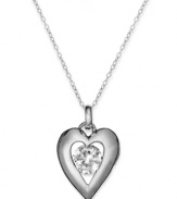 Adorn yourself with romance. Giani Bernini's pretty heart-shaped cubic zirconia pendant (1/4 ct. t.w.) sparkles in a sterling silver setting. Approximate length: 18 inches. Approximate drop: 1/2 inch.