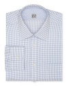 From Ike Behar, a sophisticated regular fit shirt rendered in a soft textured cotton with allover check print.