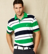 Keep it simple this season. Toss on this striped polo from Nautica for a casual preppy look.