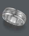 Edgy style with a smooth fit. This sophisticated men's ring by Triton features a patterned surface in a slightly dome-shaped tungsten carbide band (8 mm). Sizes 8-15.