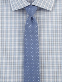 Tiny allover dots define this soft tie of fine Italian cotton and silk. 70% cotton/30% silkDry cleanMade in Italy