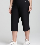 Slimming Nike capris feature Dri-FIT technology to wick away moisture for the most effective and comfortable workout.