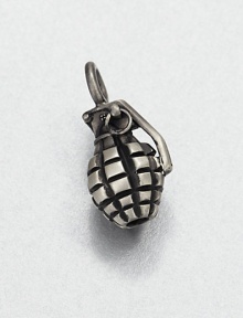 Offset your link chain necklace with a grenade-shaped charm set in antiqued and plated sterling silver for a style that exudes masculine cool.Sterling silverAbout .62 x 1.23Made in USA