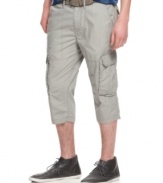 Add some length to your typical short style with these cargo shorts from Calvin Klein.