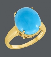 Add a simple pop of color to any look. Carlo Viani's bright turquoise ring (6 mm) features a chic, oval cut set in polished 14k gold.