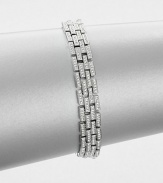 EXCLUSIVELY AT SAKS. A deco-inspired style featuring hand-set, pavé crystal links in a rail design. CrystalsRhodium-plated brassLength, about 7.25Tongue and box closureImported 