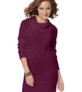 AGB's simple, chic tunic sweater has a twist – a twisted cable knit, that is! Perfect with dark jeans or leggings.