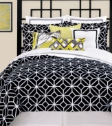 Black and white chic. A latticework design creates a bold look in this Black Trellis duvet cover set from Trina Turk for a decidedly contemporary appeal. Button closure.