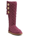 Soft, cozy latticed wool and three wooden buttons add pretty warmth to these UGG® Australia boots.