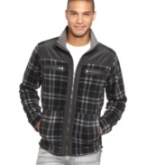 Get on board with a lightweight layer. This plaid jacket from Calvin Klein jeans is the one you want.