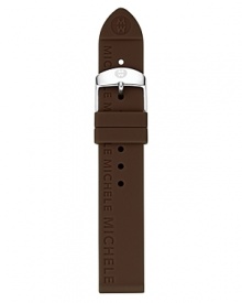 A rich chocolate brown watch strap in supple silicone from Michele.