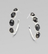 Four rich, faceted black onyx stones set in sterling silver on a sleek hoop style. Black onyxSterling silverLength, about 1Post backImported 