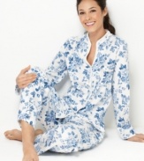 Indulge in a garden's worth of flowers. The Versailles Countryside pajamas by Charter Club feature beautifully printed cotton trimmed with soft satin and lace.