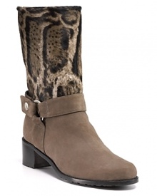 Animal-printed haircalf and soft leather add uptown style to a classic Western silhouette. By Stuart Weitzman.