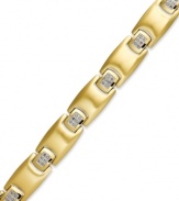 A strong style crafted from rectangular-shaped links shines with the addition of round-cut diamonds (1/4 ct. t.w.). Set in gold ion-plated stainless steel. Approximate length: 8-1/2 inches.