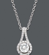 Indulge in a glamorous extra touch. This stunning teardrop-shaped pendant is decorated with sparkling, round-cut diamonds (1/3 ct. t.w.) set in 14k white gold. Approximate length: 18 inches. Approximate drop: 1/2 inch.