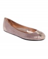 A play on textures. Alternating suede and metallic fabrics make the Patience flats by Bebe a pair of true stunners.