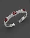 Judith Ripka Sterling Silver Estate Cuff with Red Corundum