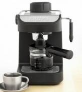 Coffee connoisseurs dream of quick, efficient steam for dynamic, delicious cappuccinos and lattes. This sleek and simple machine fits comfortably on your countertop, its glass carafe perfect for keeping fresh espresso warm as you froth milk in a flash. One-year warranty. Model XP1020.