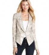 Spice up your look with a petite blazer from INC, made modern with snakeskin-style printed fabric and a structured cut! (Clearance)