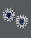 Shake off the blues in Effy Collection's stunning oval-cut sapphire (1-9/10 ct. t.w.) and round-cut diamond (1-1/4 ct. t.w.) stud earrings. Crafted in 14k white gold. Approximate length: 11/16 inch. Approximate width: 1/2 inch.