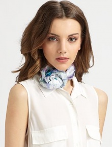 EXCLUSIVELY AT SAKS. Supple silk, printed with a delicate, painterly floral tableau.Silk41½ X 41½Dry cleanImported