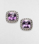 From the Moonlight Ice Collection. Amethyst and pavé diamond studs in blackened sterling silver. Amethyst Diamonds, 0.6 tcw Blackened sterling silver Size, about ½ Post back Imported 