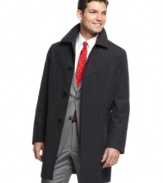 With a smooth, sleek look, this handsome raincoat from Kenneth Cole has a classic drape for easy sophistication.