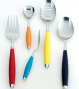 Add splash to everyday dining. Bright, colorful flatware by Fiesta® lends even leftovers an air of celebration. With a festive shape and fun colors, this hostess set perfectly completes the Fiesta place setting and makes your table the life of the party.