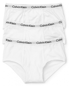 Comfy cotton briefs, rendered with a touch of extra stretch by Calvin Klein Underwear.