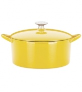 Classic good looks and outstanding performance put this covered dutch oven at the front of its class. Famed chef Mario Batali introduces the beauty of cast iron into your kitchen with a versatile addition that heats up fast, retains heat like a pro and eliminates hot spots that burn foods. The durable enameled finish requires no seasoning and is easy to clean-just pop in the dishwasher! Limited lifetime warranty.