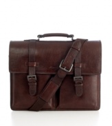 A rich, buttery cowhide leather brings luxury to the structure of this briefcase, which features roomy pockets, a spacious main compartment and an organizer panel, resulting in a stylish and simplistic design that gives you a framework to live by.  Limited lifetime warranty.